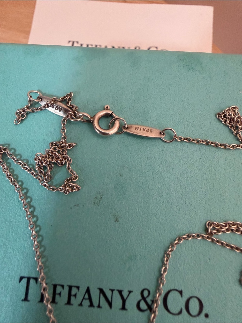 Tiffany & Co. Silver  Bezel Diamond Pendant Necklace 16 long - Picture 4 of 4